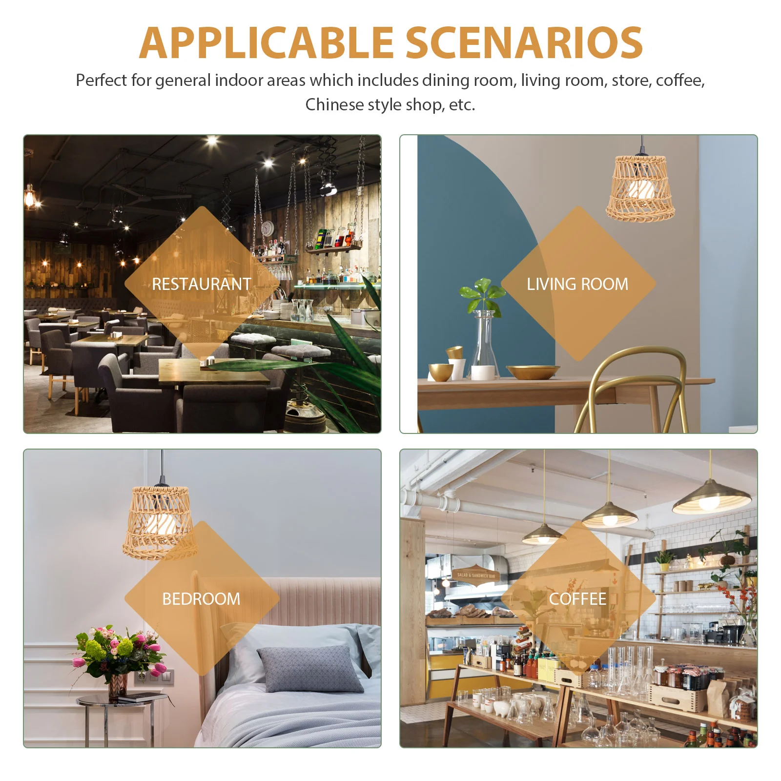 

Wicker Chandelier Cover Rattan Lampshade Woven Pendant Light Shades for Restaurant