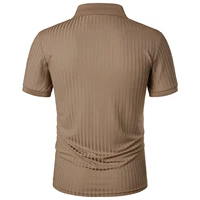 POLO vertical à manches courtes pour hommes, vêtements de sport, de course, de fitness, d'été, très extensible, chemise de base en tricot mince 2