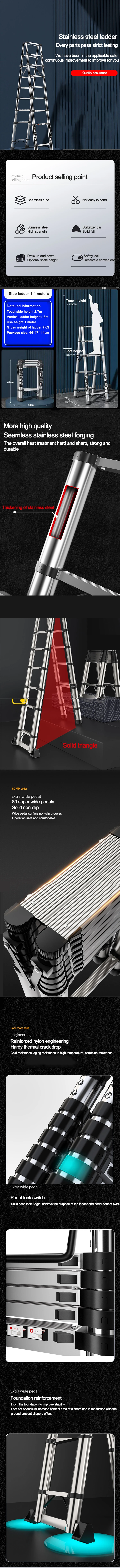 Household Folding Ladder Multifunction Stainless Steel Telescopic Stairs Portabl