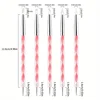 5Pcs 2 Way Nail Art Acrylic Silicone Point Flower Nail Pen Stainless Steel Dotting Tools Marbleizing Painting Pens 4