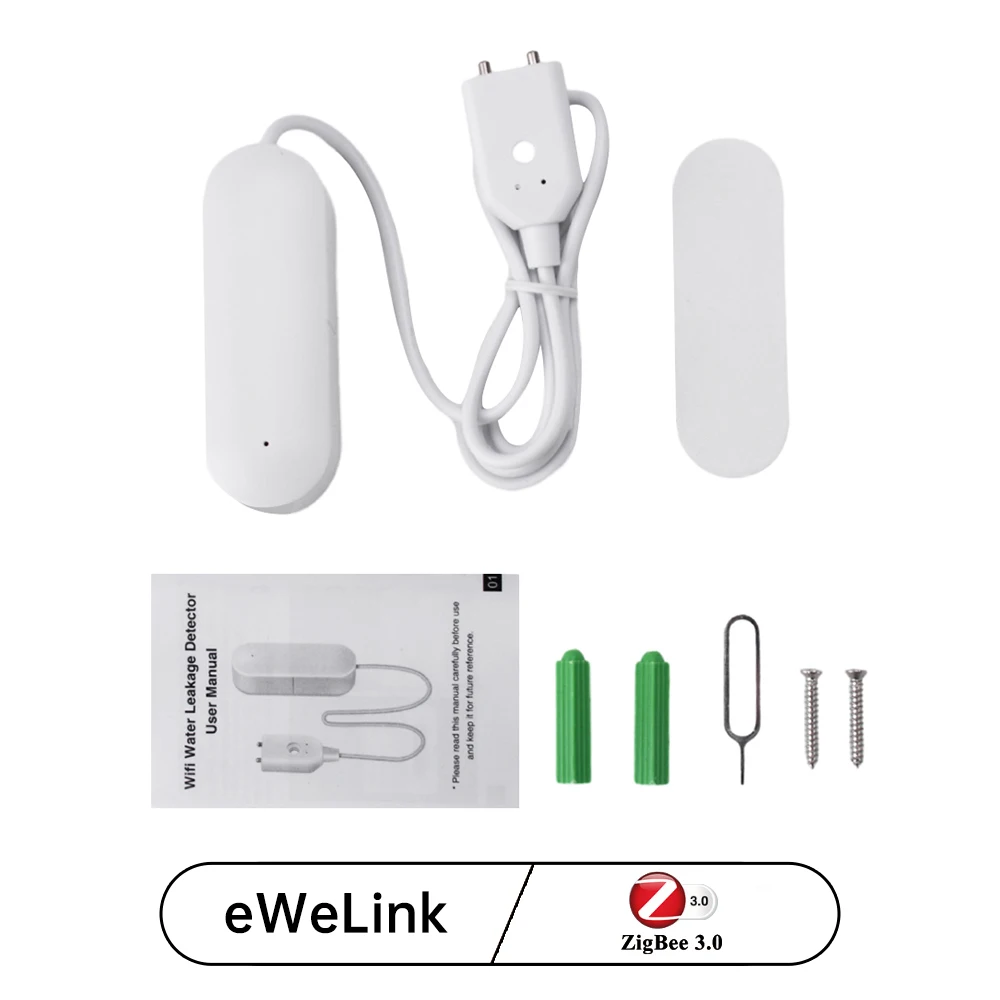 EWelink Zigbee Smart Water Leak Sensor Remote Monitor WiFi Water Overflow Level Detector Leak Sensor Security Sound Alarm liquid level sensor water leak detector