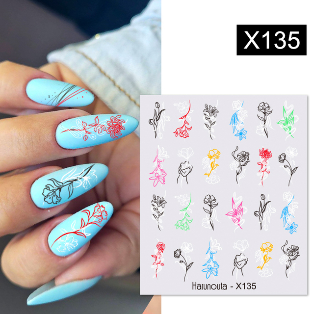 Transfer Nail Stickers Charms Spring Summer Water Sticker For Nails Sliders Flower Leaf Image Tattoo Decal Decoration