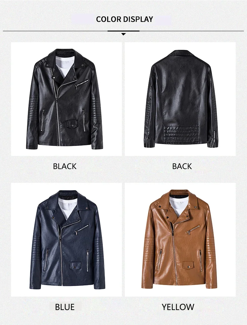 Description Picture 4 of itemSpring and Autumn Men's Leisure Motorcycle Windproof Lapel Fashion PU Leather Jacket Brand Men's Slim Fit High Quality Coat