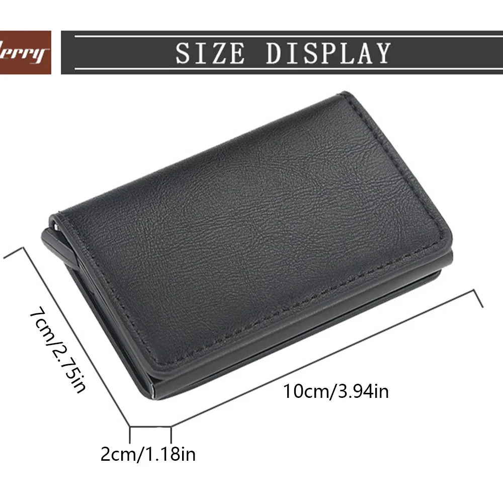 1Pcs Multifunctional Mini Card Holder, Lychee Pattern Pu Leather, 7 Card Slots + Bill Compartment, Compact and Portable Daily Card Holder, Business Simple Gift