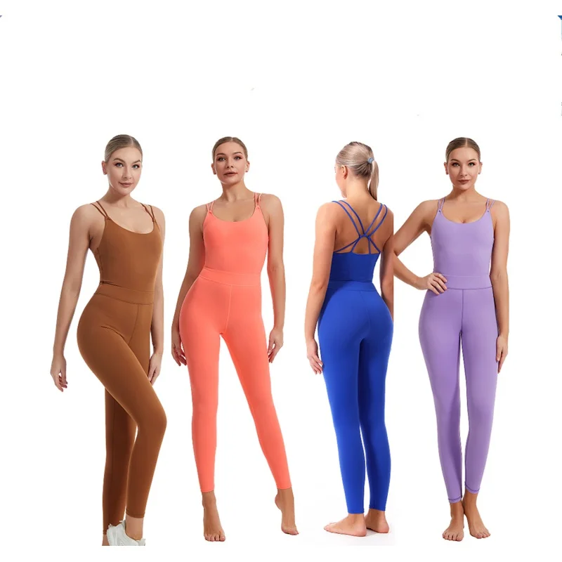 

New One-Piece One-Piece Yoga Clothes Slim Fit Hip Raise Fitness Nude Feel One-Piece Suit for Women