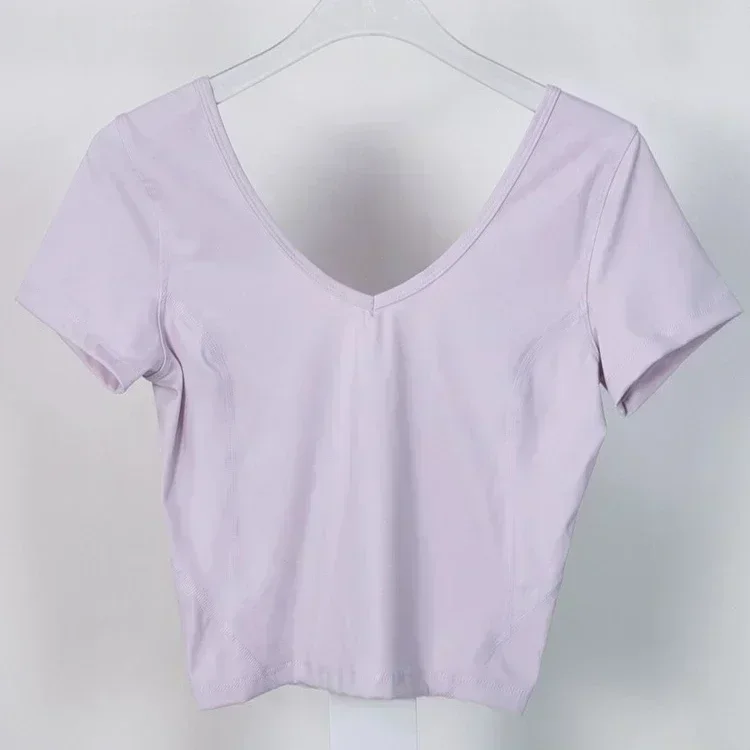 Lemon Women Fitness Sportswear Crop Tops Sexy Shirts Backless Sports Tops Gym Clothing Yoga Wear Shorts Sleeve for Summer