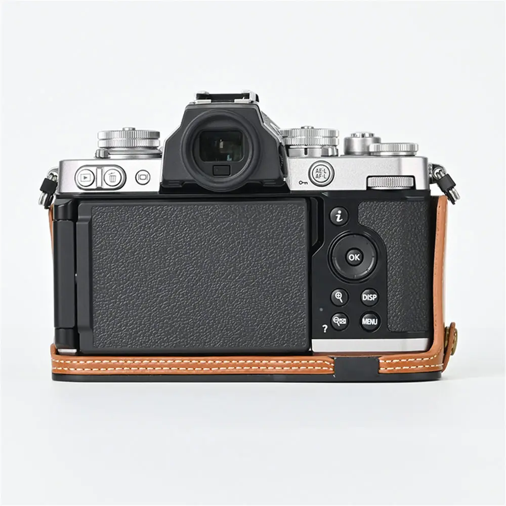 니콘 Zfc ZFC용 오일 스킨 PU 가죽 카메라 하프 케이스 하단 배터리 개방 커버 랜야드 핸드 스트랩 포함