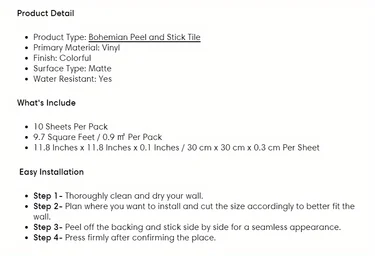 Description Picture 2 of item10pcs Marble Tiles, 3D PVC Wall Sticker Tile Gray Brick Self-Adhesive Waterproof Kitchen Bathroom Home Decor Removable