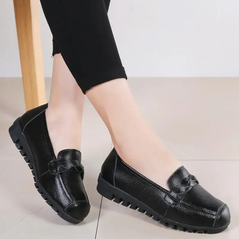 

Туфли женские весенние из натуральной кожи, мокасины на толстой подошве, обувь для мам среднего и пожилого возраста, лоферы