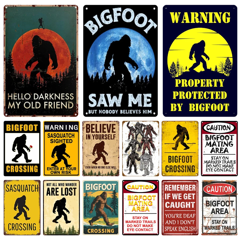 UOAIUDT Targa In Metallo Vintage 20x30 Cm – Warning! Bigfoot Country – Cartello Retrò Per Garage, Uomo, Giardino, Decorazione Da Parete - 5