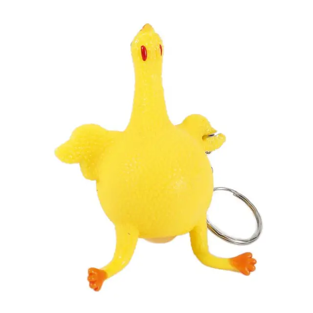 Novelty Funny Chicken Egg Laying Hens Anti Stress Squeeze Toys Squeeze Keychain Chicken Laying Egg Stress Relief Gadgets Gifts 2