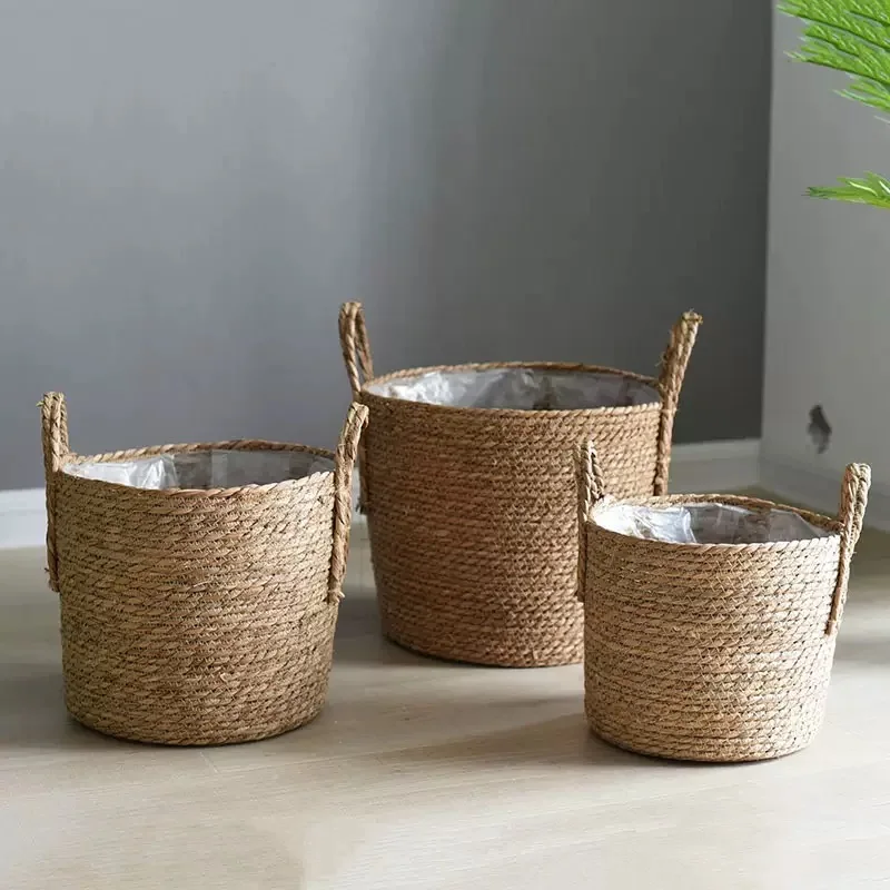 Natural Wicker Planter Basket  Flower Pot Home Garden Rattan Basket Straw Flower Basket 20/25/30CM 6