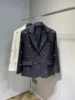 Women Casual Blazer Jacket With Letter Embellishment Design Spring Autumn New Long Sleeve Single Breasted Loose Suit Coat Female 1