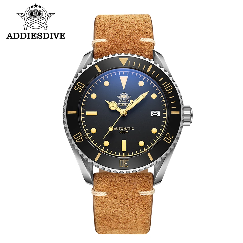 ADDIESDIVE Men's Automatic Watches AD2101 luxury 20bar diving 316L stainless steel watch men sapphire luminous diver wristwhach