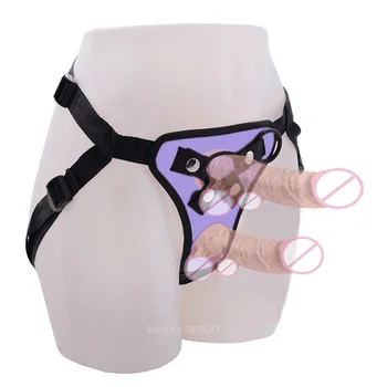 Men's Strap on Realistic Dildo Pants for Men Double Dildos with Rings Man Strapon Harness Belt Adult Games Sex Toys Strap on 2