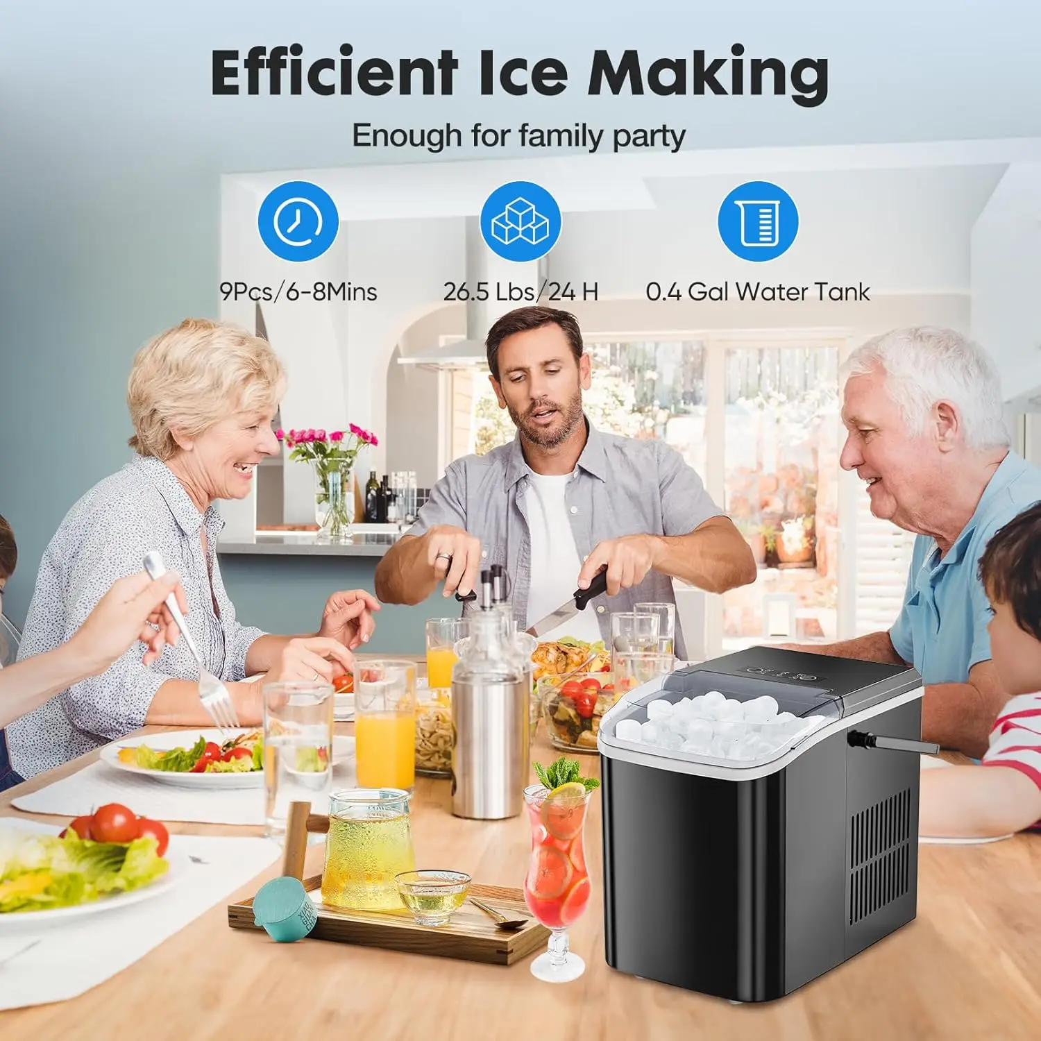 Portable Countertop Ice Maker with Quick Ice Production
