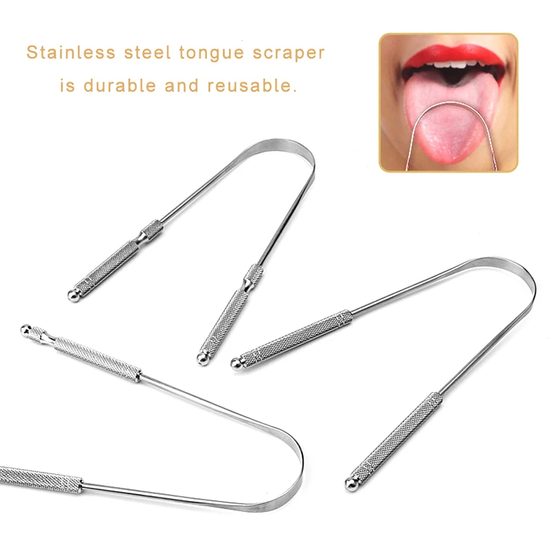 

1Pcs Stainless Steel Tongue Scraper Metal Tongue Fresh Breath Cleaning Coated Toothbrush Oral Hygiene