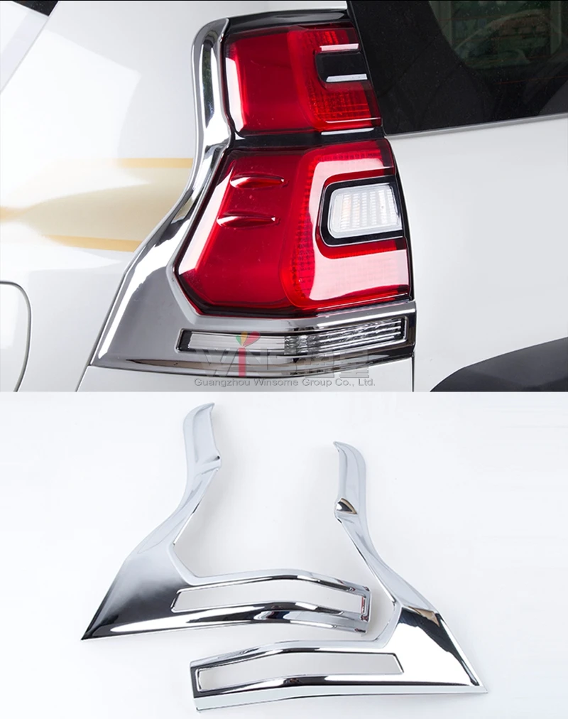 

Chrome Tail Light Lamp Cover Trim 2018 For Toyota Land Cruiser Prado 150 LC150 SUV Styling Accessories Car Decoration 2 pieces