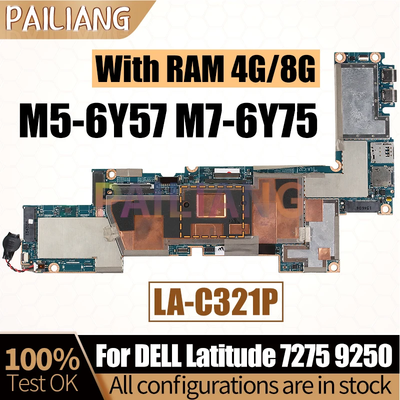 Placa-mãe do Portátil para Dell Latitude Mainboard Testado Completo Dell Latitude 7275 9250 La-c321p M56y57 4g M5-6y57 8g 0p98dk 0pdkyr - Imagem 6