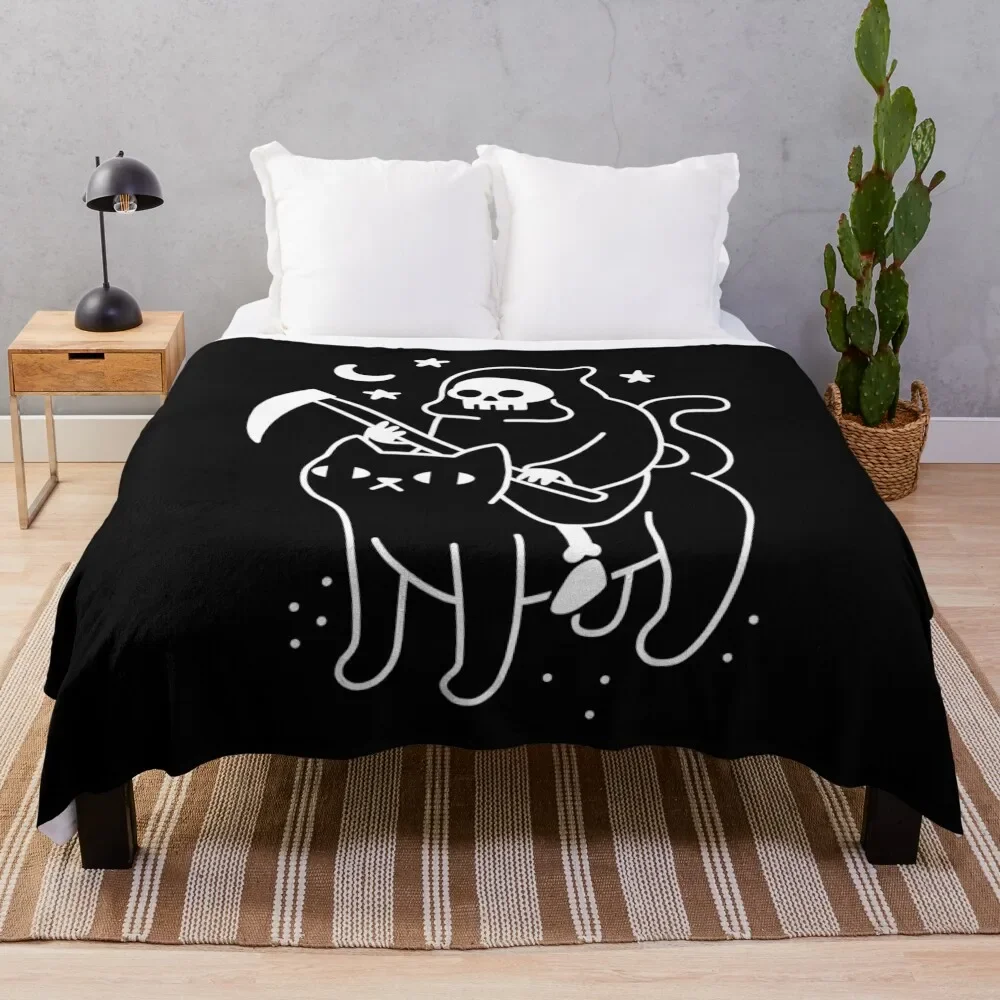 

Death Rides A Black Cat Throw Blanket Hair sofa bed Decorative Throw Fluffy Softs Thermal Blankets