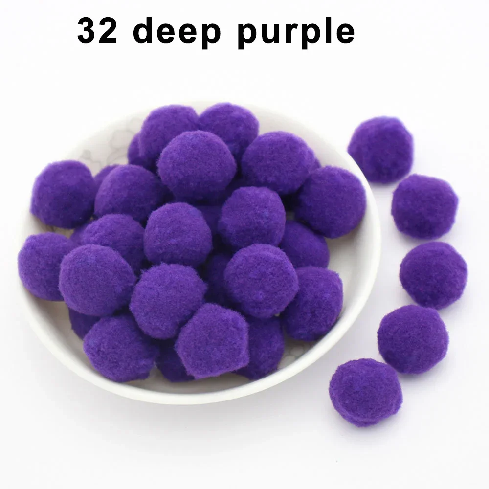 Assorted Fluffy Pom Pom Fur Balls for Crafting and Decor - Various Sizes and Colors