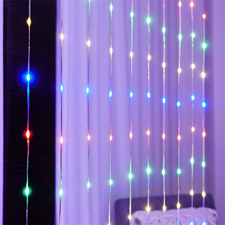 PVCSolarWaterfallCurtainLight3X2M3x3MOutdoorChristmasCurtain