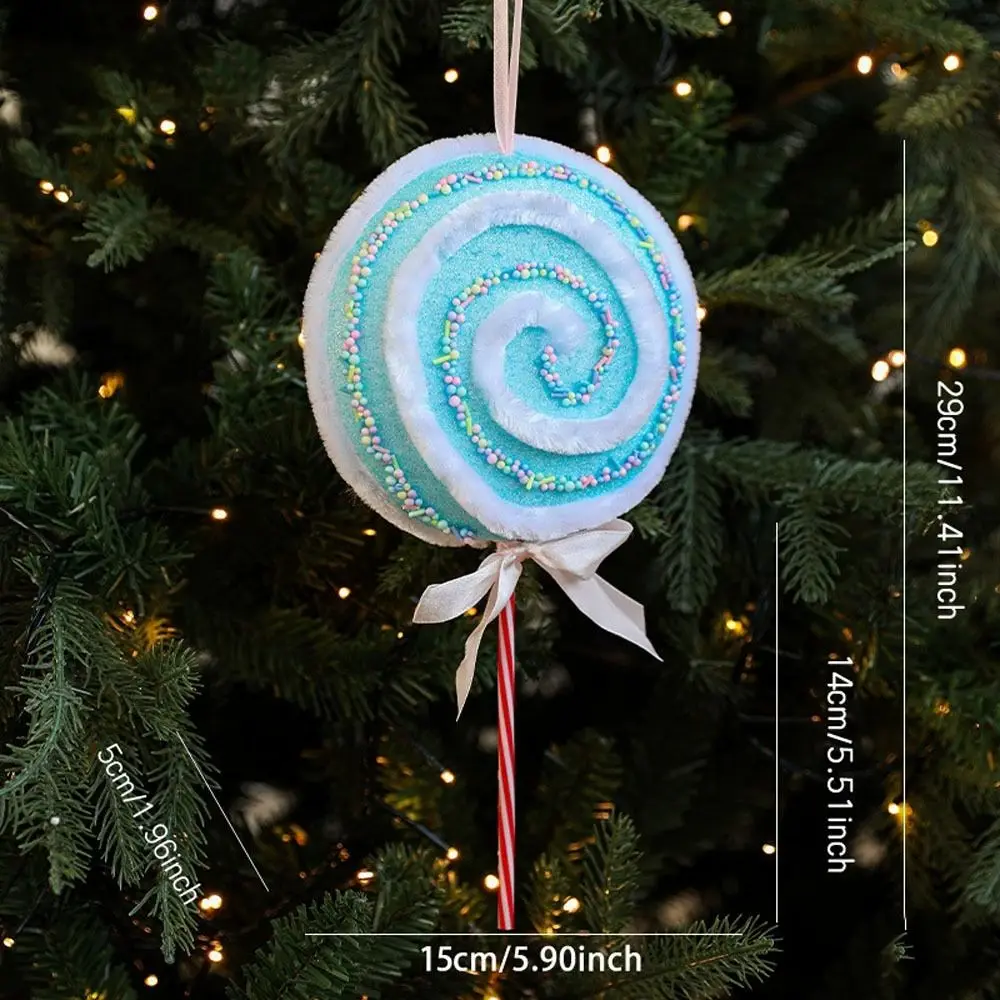 Colorful Christmas Macaron Lollipop Cartoon Bow Christmas Lollipop Pendant Foam Hanging Fake Lollipop Models Wedding Decorative
