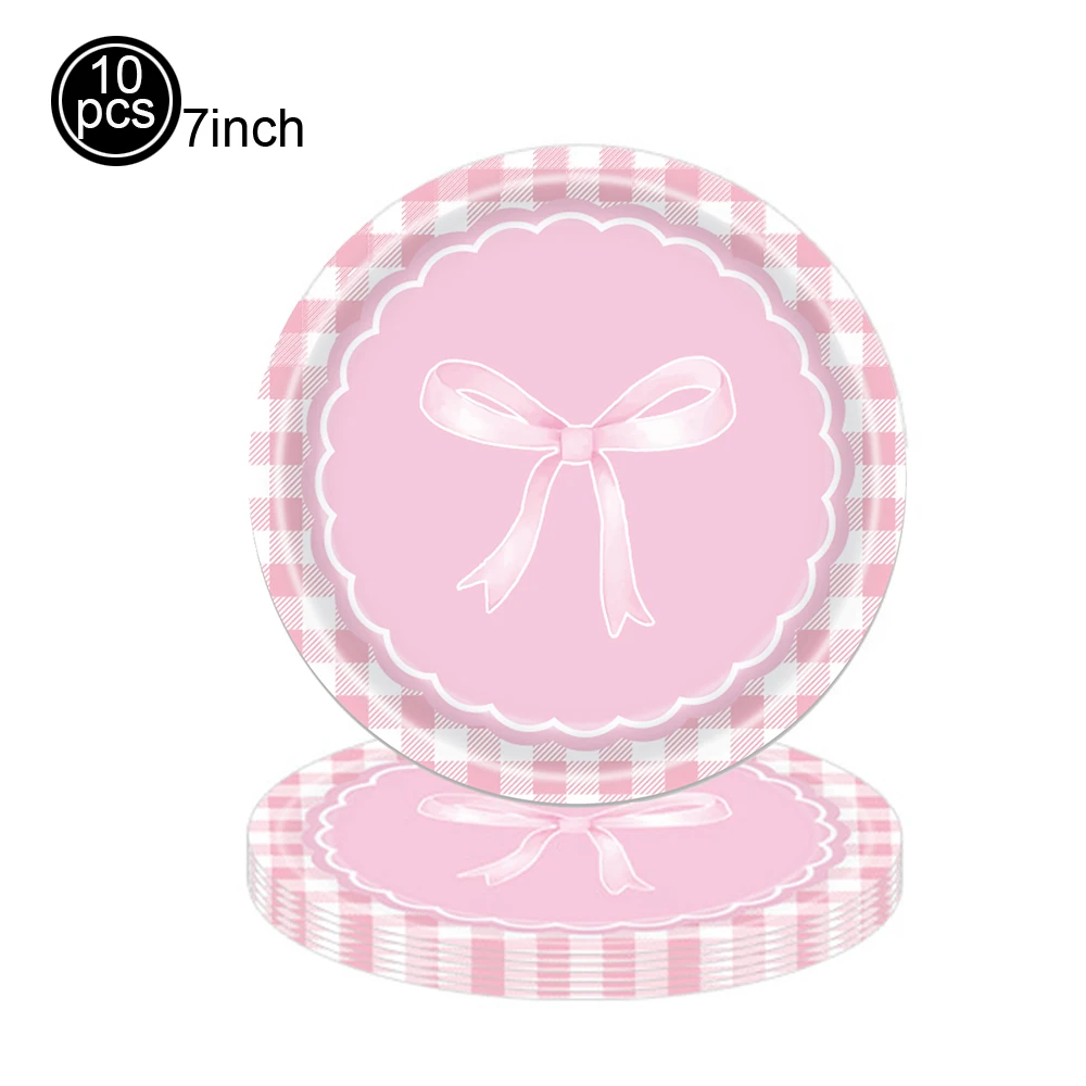Pink Bow Birthday Party Disposable Tableware & Decor Set