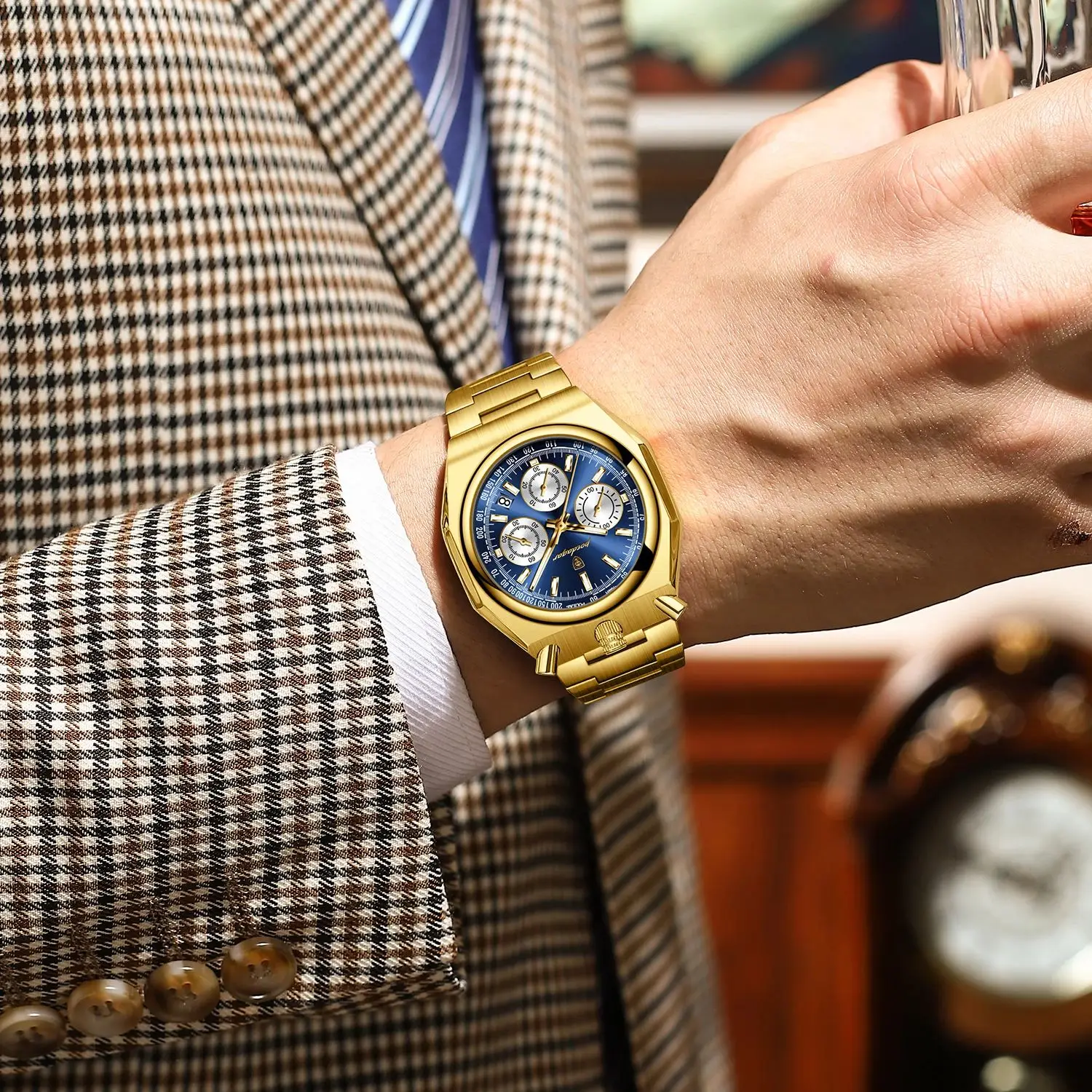 Poedagar Unique Fashion Male Wristwatch Luminous Stainless Steel Luxury Men Watch Chronograph Date Military Men's Quartz Watches, Alina Gadgets