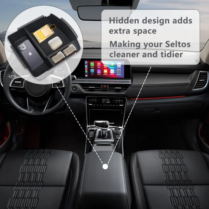 Kia Seltos와 호환되는 센터 콘솔 주최자 트레이 2020 2021 2022 2023 2024 2025, 보관함 삽입 동전 및 선글라스 H
