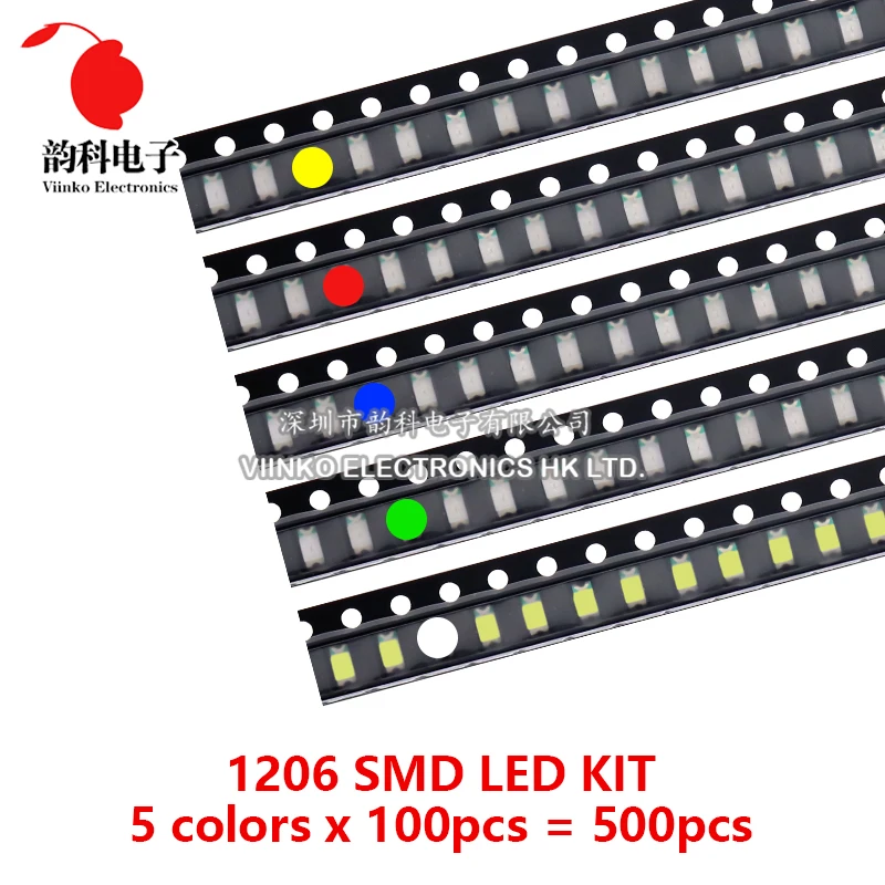 SMD LED Kit 600pcs/500pcs 5050 5730 3528 1206 0805 0603 0402 6colorsX100pcs/5colorsX100pcs Red Green Blue White Yellow Orange led light kit smd led diode kit led diode smd diode