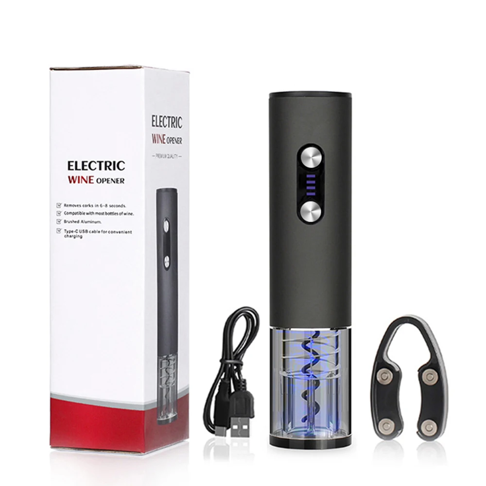 Electric Wine Bottle Opener Rechargeable Electric Wine Corkscrew Automatic Wine Opener with Foil Cutter