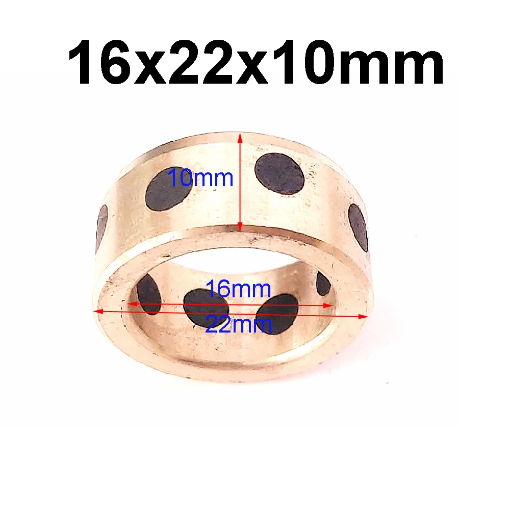 ID 16MM 16*22*10 16*22*20 JDB Oilless Impregnated Graphite Brass Copper Self Lubricant Embedded Bronze Bearing Bush 1PC