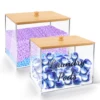 New Laundry Pods Holder Container for Laundry Room Organization Acrylic Box with Bamboo Lid for Laundry Powder, Dryer Balls 2