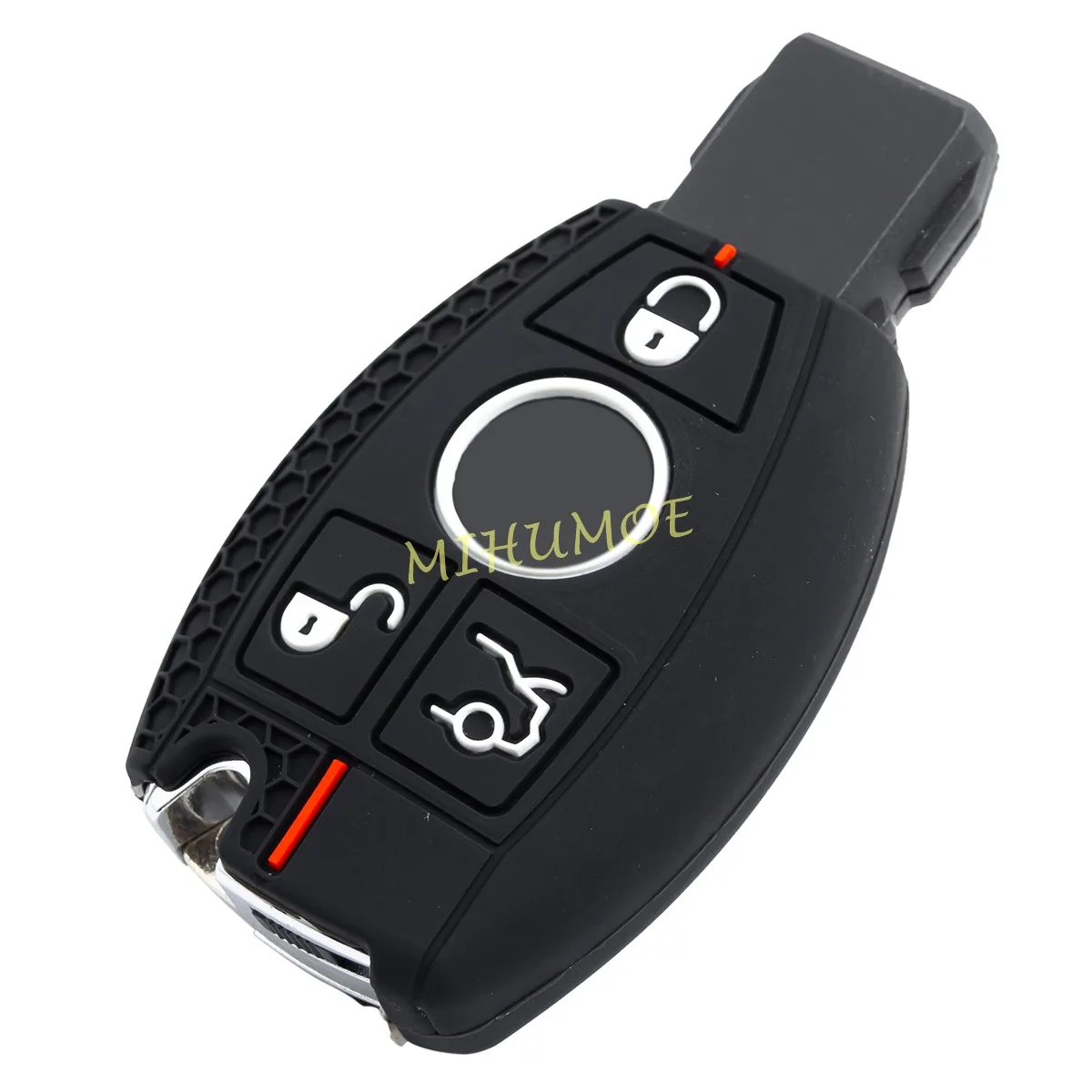 Silikon 3-Tasten-Autoschlüssel-Hülle, Kettenschutz für Mercedes Benz A C E S M-Klasse CLA CLS GLA GLC GLE GLK GLS SLK SLC