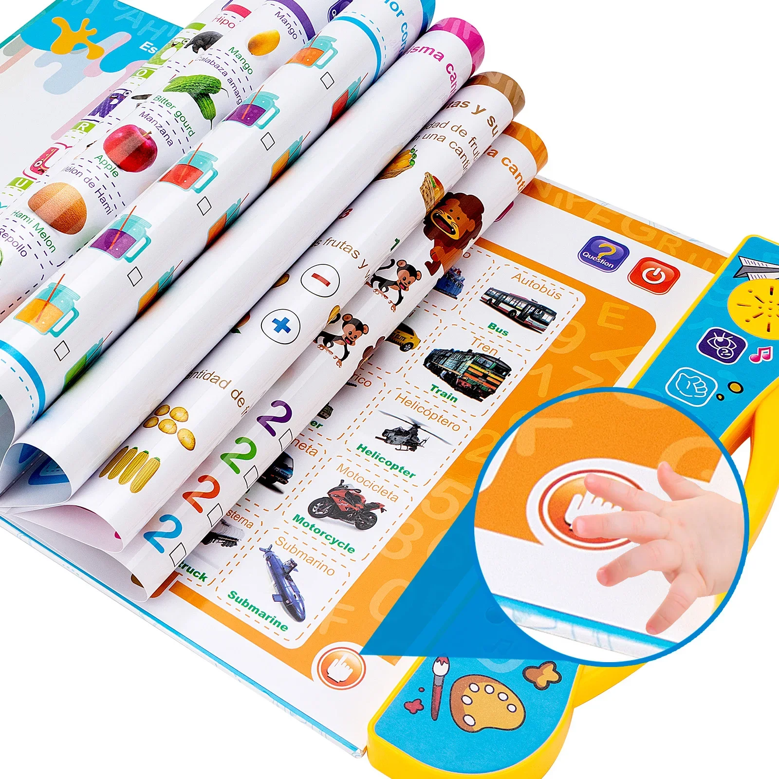 English Spanish Language Reading Book Multifunction Reading Machine Learning for Kid Early Education E-Book Teaching Toys Gifts 4