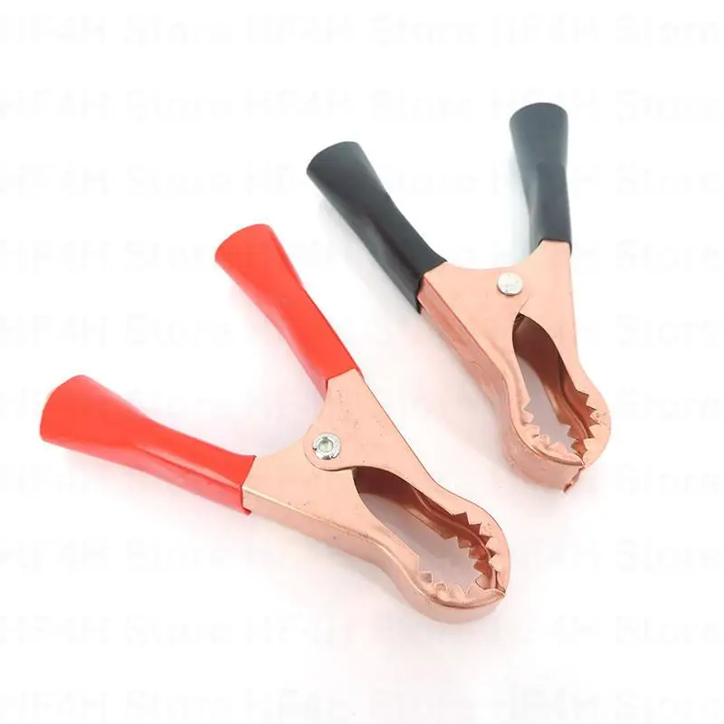 Alligator Crocodile Clips Handle Test lead Probe Metal Connector Plug Black Red for Electrical Car van Battery B4