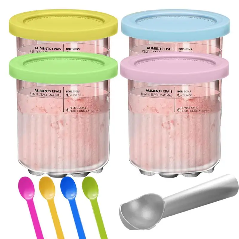 

Ice Cream Pints Cup Wavy Creami Pints Container With Lids Storage Tool With Sealing Lid For Yogurt Sorbet And Ice Cream