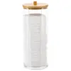 Cosmetic Cotton Organizer, Cosmetic Ball Organizer with Bamboo Lid, Bathroom Storage Bottle, Desktop Hair Accessories Organizer 1