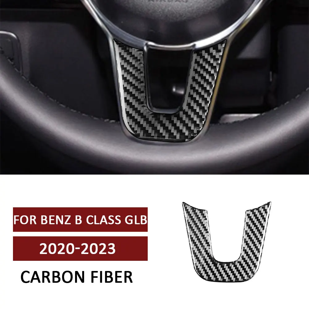 

Carbon Fiber Decal for Mercedes Benz B Class GLB 2020-2023 Car Steering Wheel U-shaped Panel Trim Sticker Auto Accessories