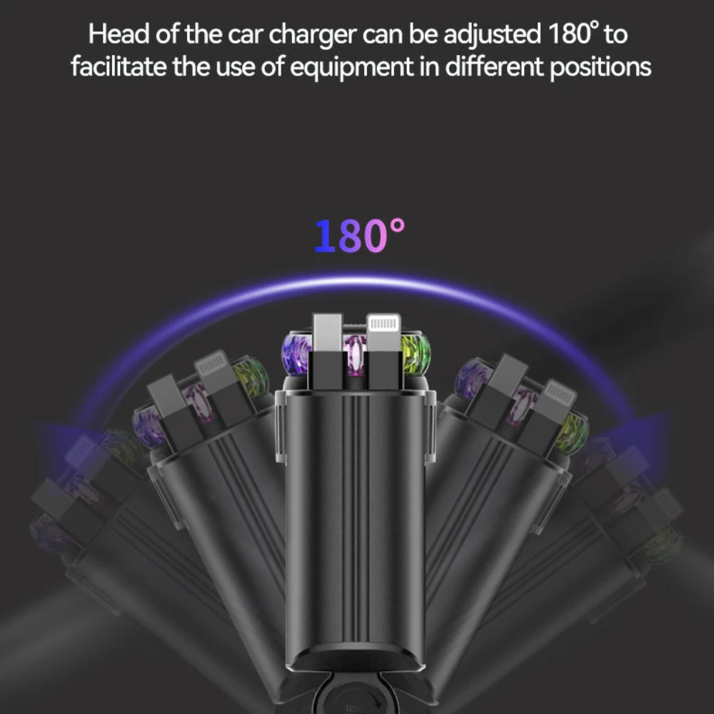 Upgraded Fashionable 5 in 1 Car Charger with Two Expansion Cables and Multifunctional Cigarette Lighter Plug for Fragrance Spray 5