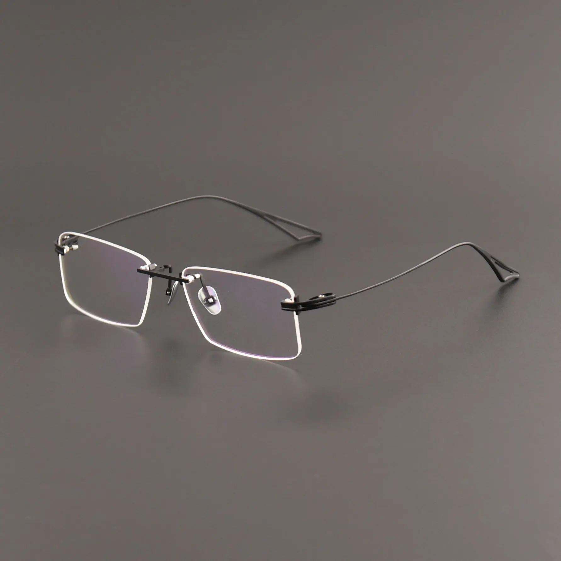 

Simple Frameless Fashion Eyeglasses Men Women Square Alloy Handmade Eyewear Retro Business Ultralight Optical Glasses Frame