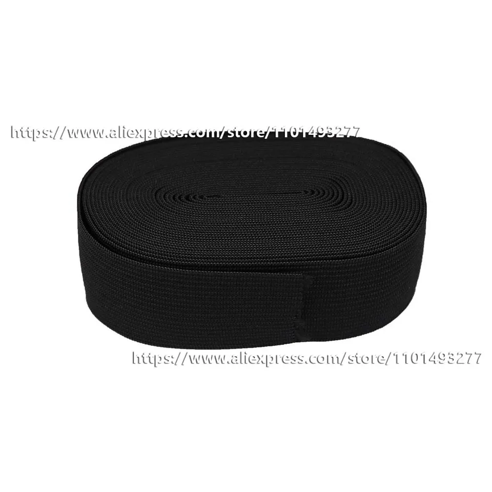 Bande élastique Plate Pour Couture - Noir, 2.5 Cm X 5 M, Caoutchouc Coton/polyester, Fort élastique, Loisirs Créatifs