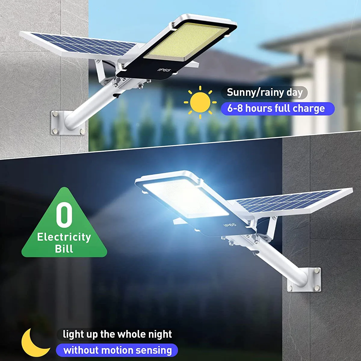 Solar LED Outdoor Street Light for Swimming Pool, Garden, Courtyard, Garage, Road Lighting IP65 Waterproof