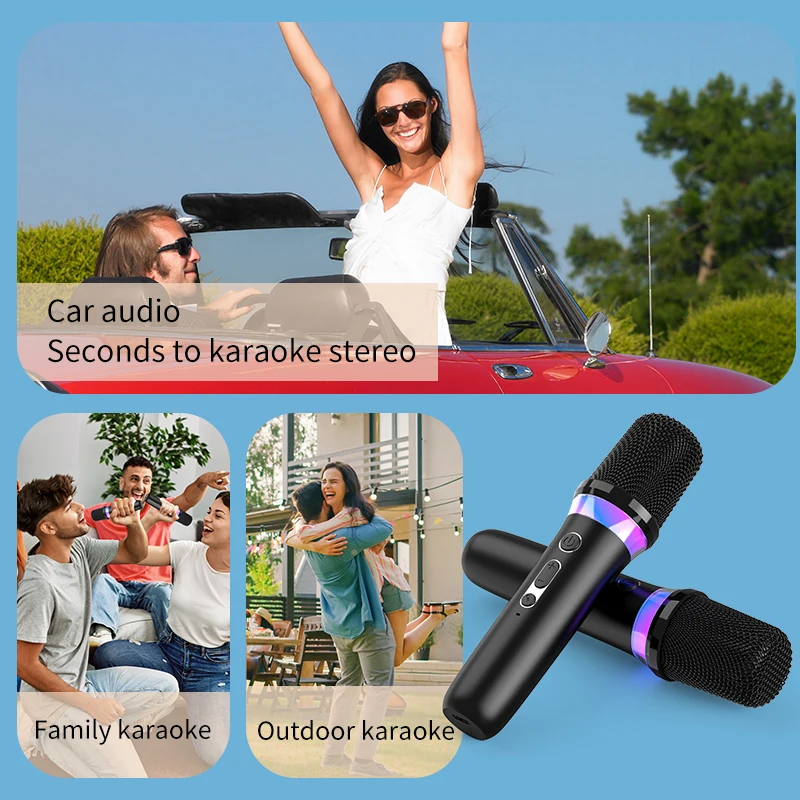 Karaoke Companion Wireless Microphone System with RGB Lights
