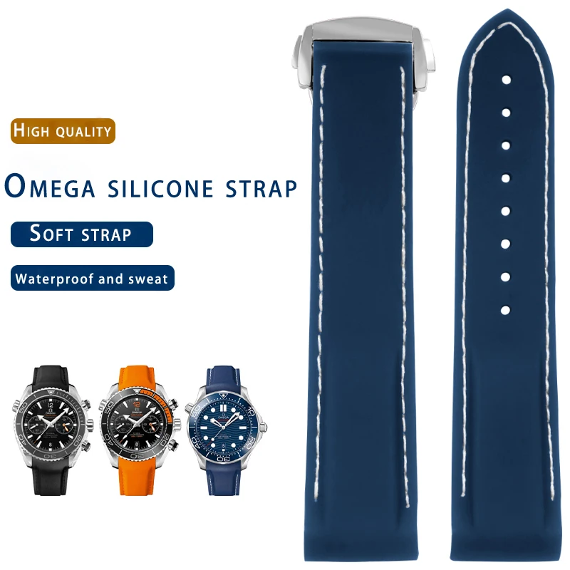 

Изогнутый силиконовый резиновый ремешок 20 мм 22 мм для Omega SEAMASTER ULTRA DEEP 600, спортивный ремешок для дайвинга, мужской браслет со складной пряжкой