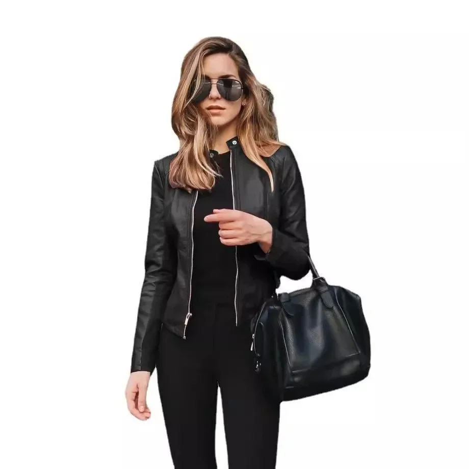 Description Picture 4 of itemFashionable Women's PU Leather Suit Jacket New Arrival Autumn Winter Small Outerwear Stylish EBay Style Wish Product