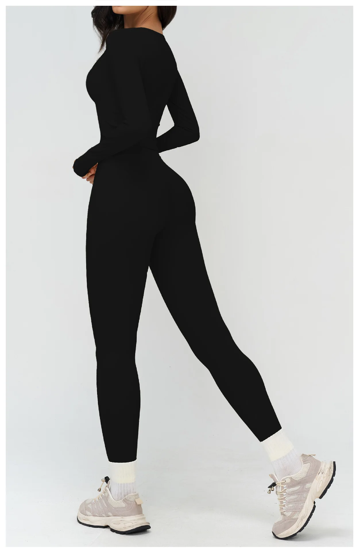 Haut Yoga Femme Manches Longues Col V