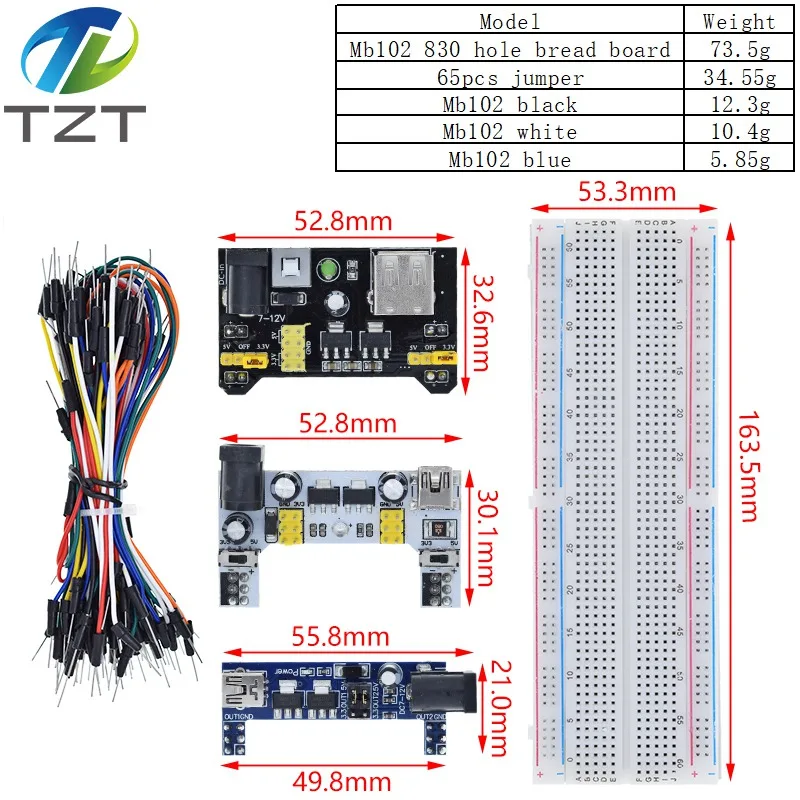 MB102 Breadboard Power Supply Module 3.3V 5V Solderless Bread Board DIY