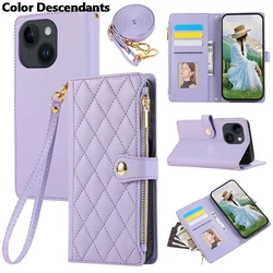 Zipper Leather Crossbody Wallet Case with Multi - Card Holder - Reno 9A (Purple)